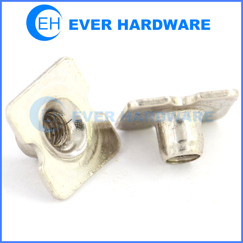 Stainless Steel T Nuts Threaded Insert Pronged Tee Nut Round Base