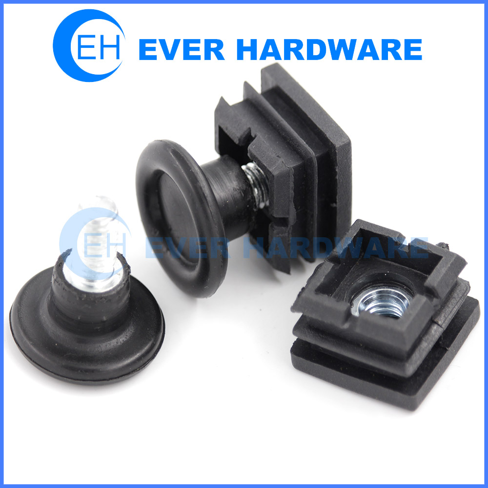 Furniture Levelers Square Insert PP Pads M8 Threaded Rubber Feet