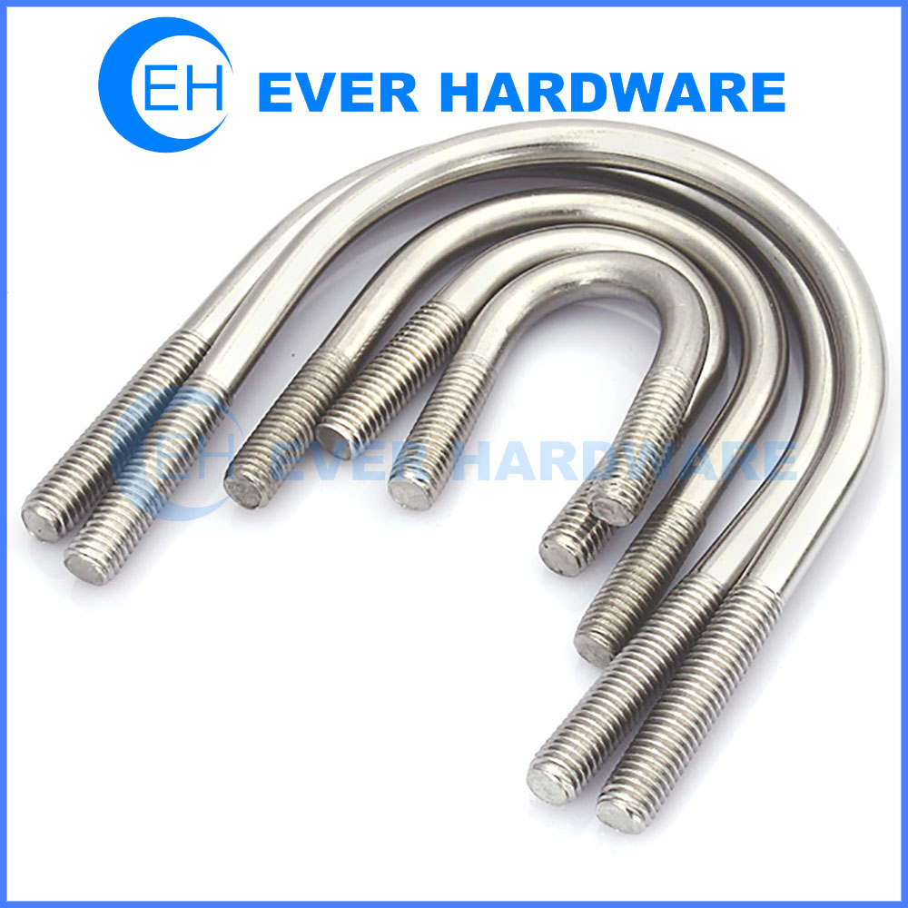 Large U Bolts Extended Bright Zinc Plated Steel Non-Grip Pipework