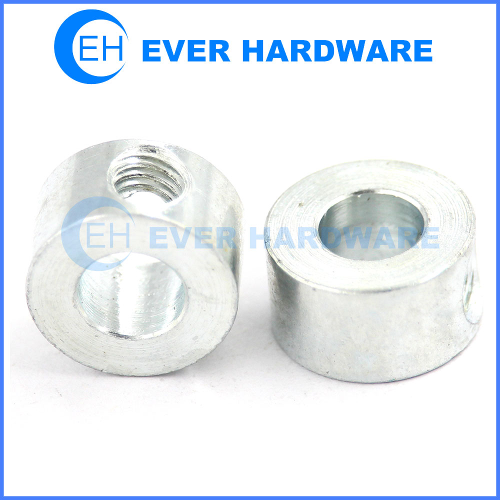 Round Spacers Side Threaded Aluminum Plain Finish Circular Clearance