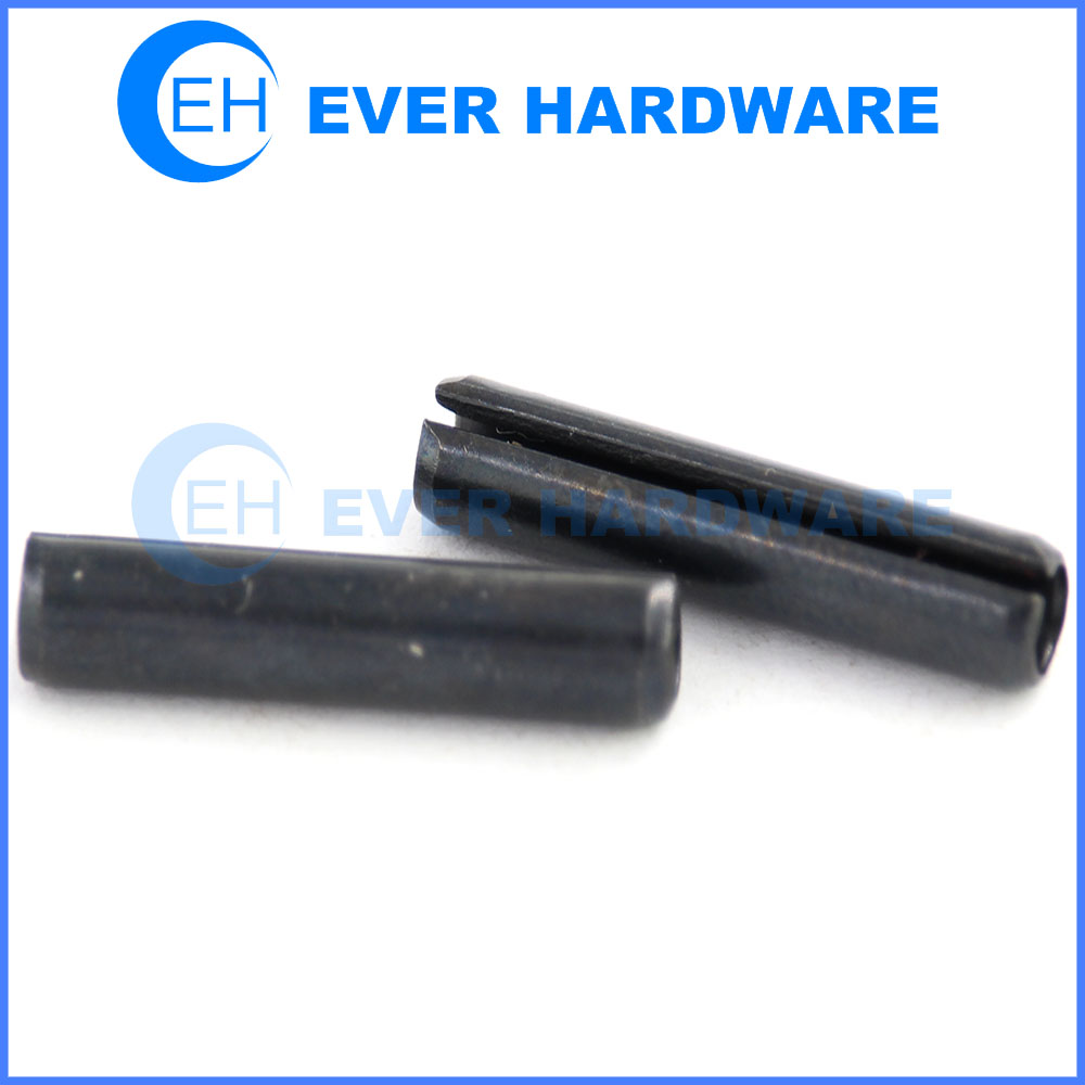 Spring Pin Steel Slotted Tension Pins Split Dowel Roll Black for Straight Knife Cutting Machine Hinges Chamfered Ends Simplify Lock Fasteners and Tools