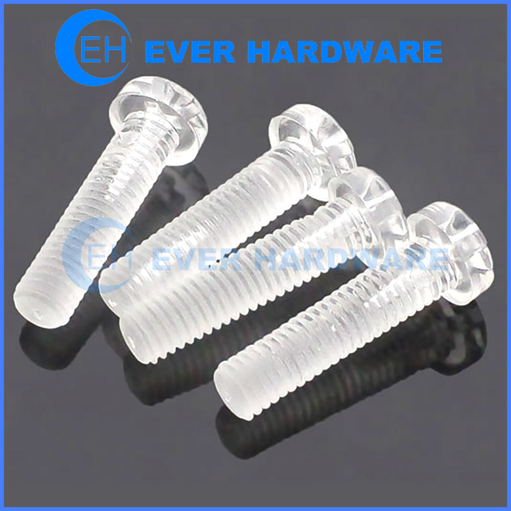 4mm Machine Screw Round Head Phillips Nylon Transparent Plastic Mechanical