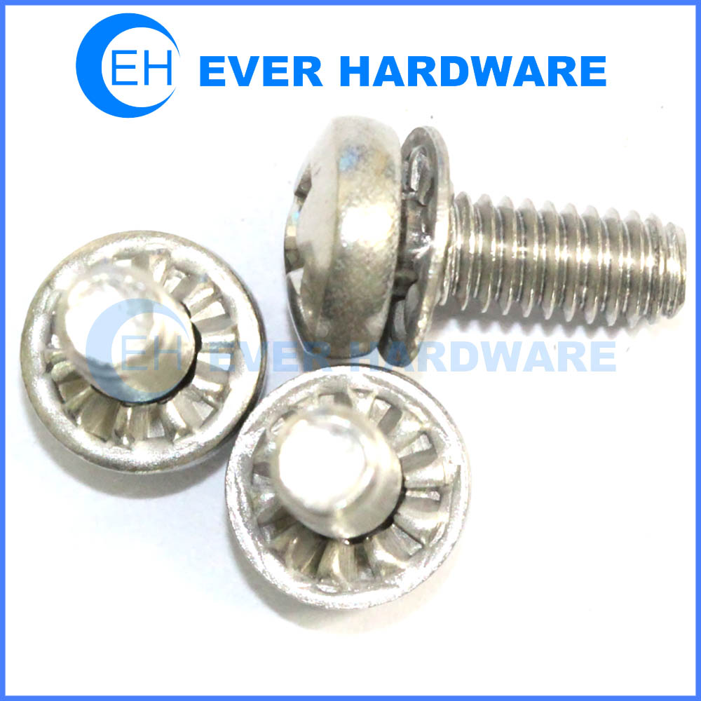 M6 Machine Screw Stainless Steel Pan Head Washer Attached SEMS