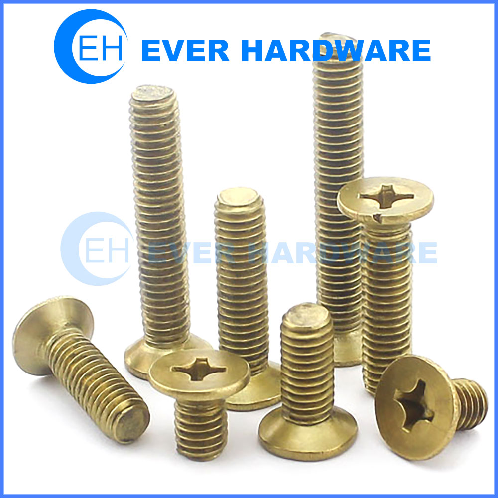 5mm Machine Screw Flat Brass Metric Hardware Plain Finish Industrial