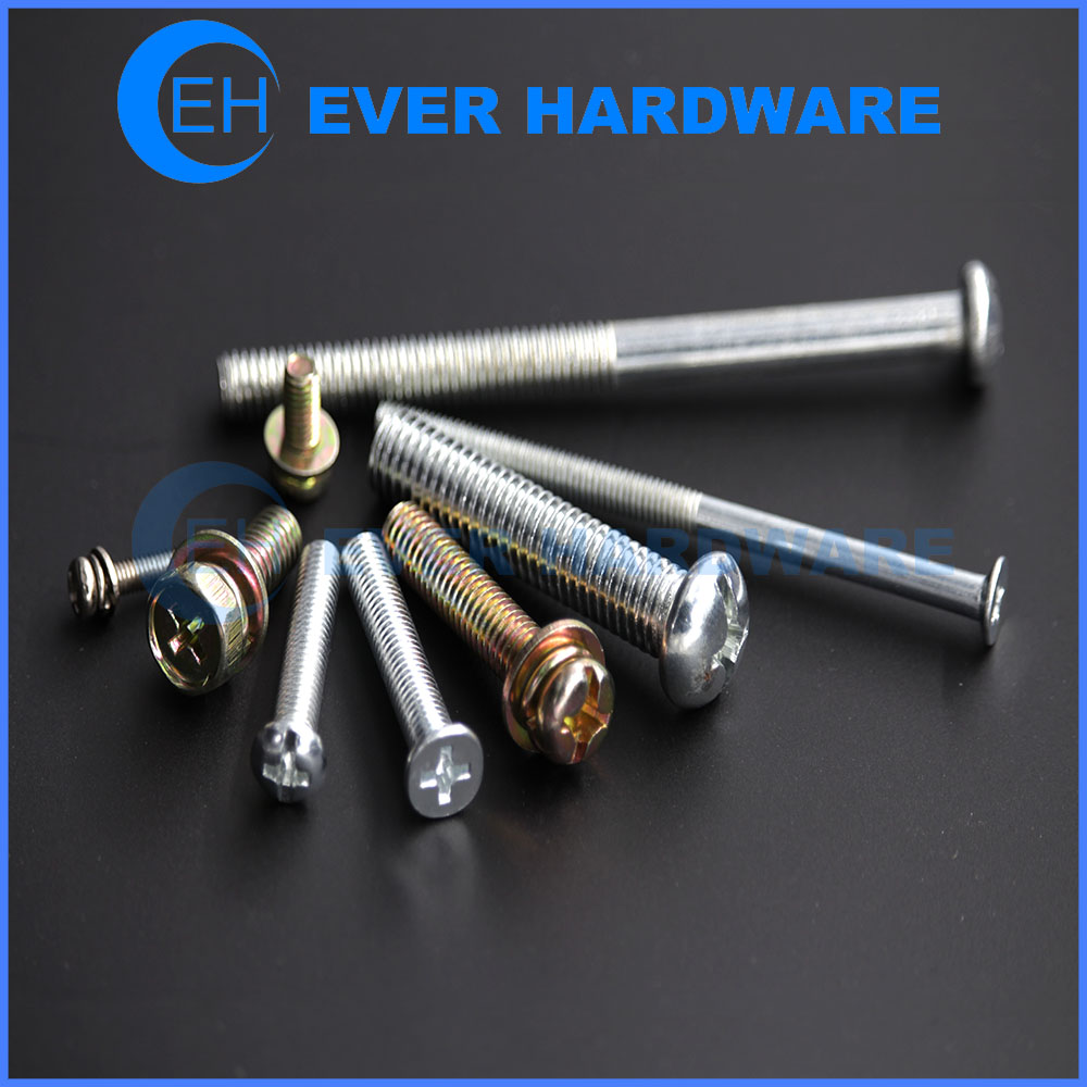 Phillips Machine Screws Hex Head Spring Flat Double Washer Assembly SEMS Fasteners Stainless Steel A2 Split Lock Part Combine M3 M4 M5 M6
