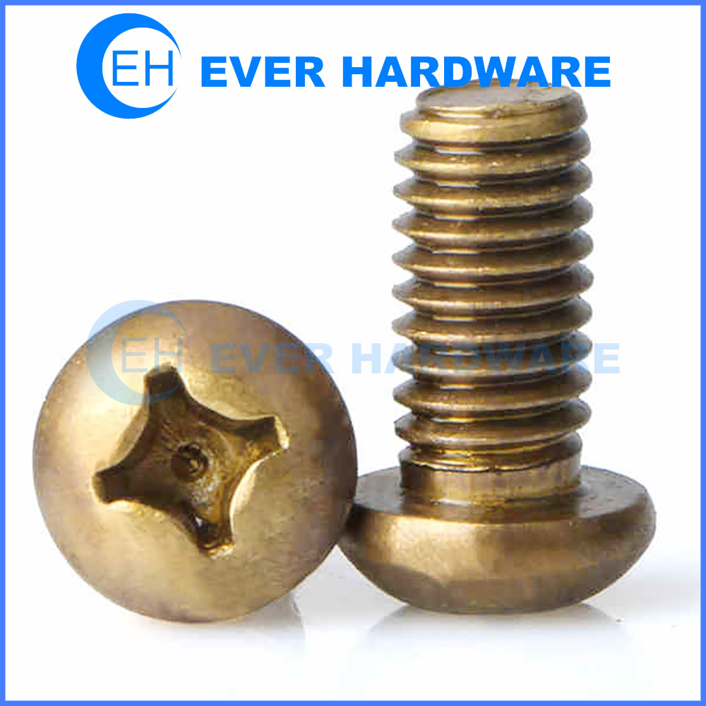 Brass Pan Head Machine Screws DIN 7985 Cross Recessed Fully Thread