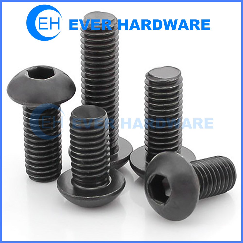 8 32 Black Machine Screws Allen Drive UNC Threaded Button Fastener