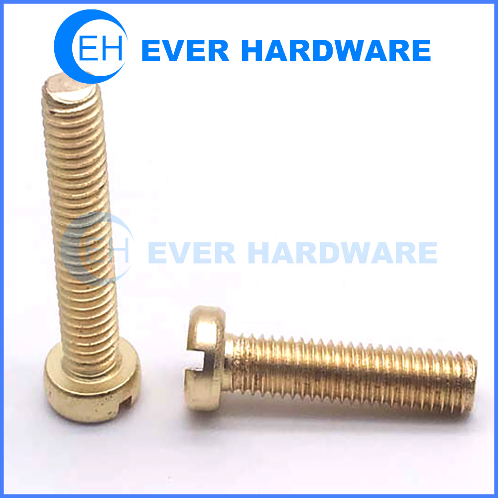 Metric Fillister Head Machine Screws Slotted Brass Cheese Plain Finish Right Hand Threaded Round Bolts Fasteners Customizable Electronics Parts