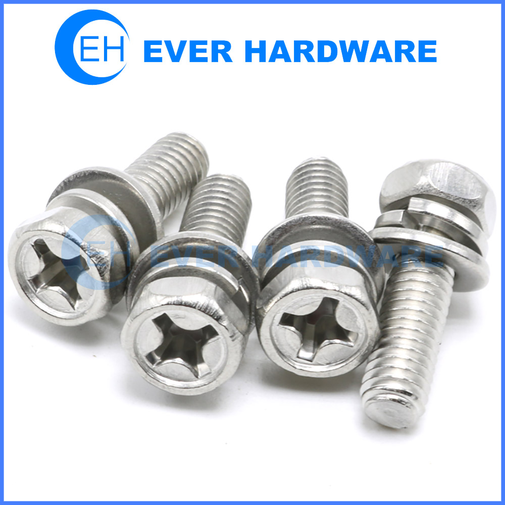 Machine Washers Bolts Cross Recess Hex Head SEM Washer Attached