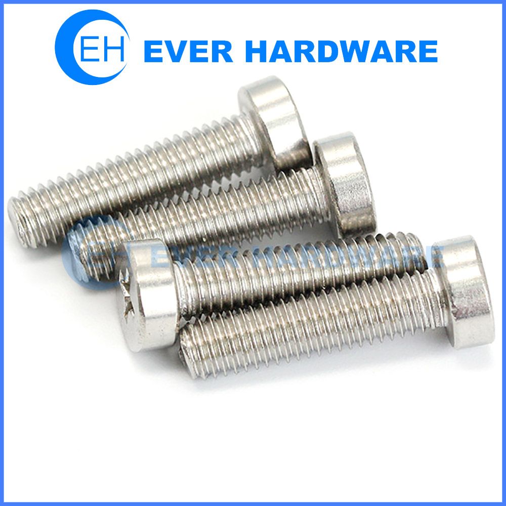 Fillister Head Machine Screw Cross Recessed Fully Threaded Cheese Fastener SS
