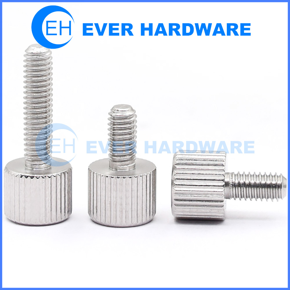 Fillister Head Bolt Round Hand Knurling Big Head Screw Thumbnail Long Metal Computer Case Thumbscrew PC Case Fasteners Stainless Steel Silver Gaming Long Teeth