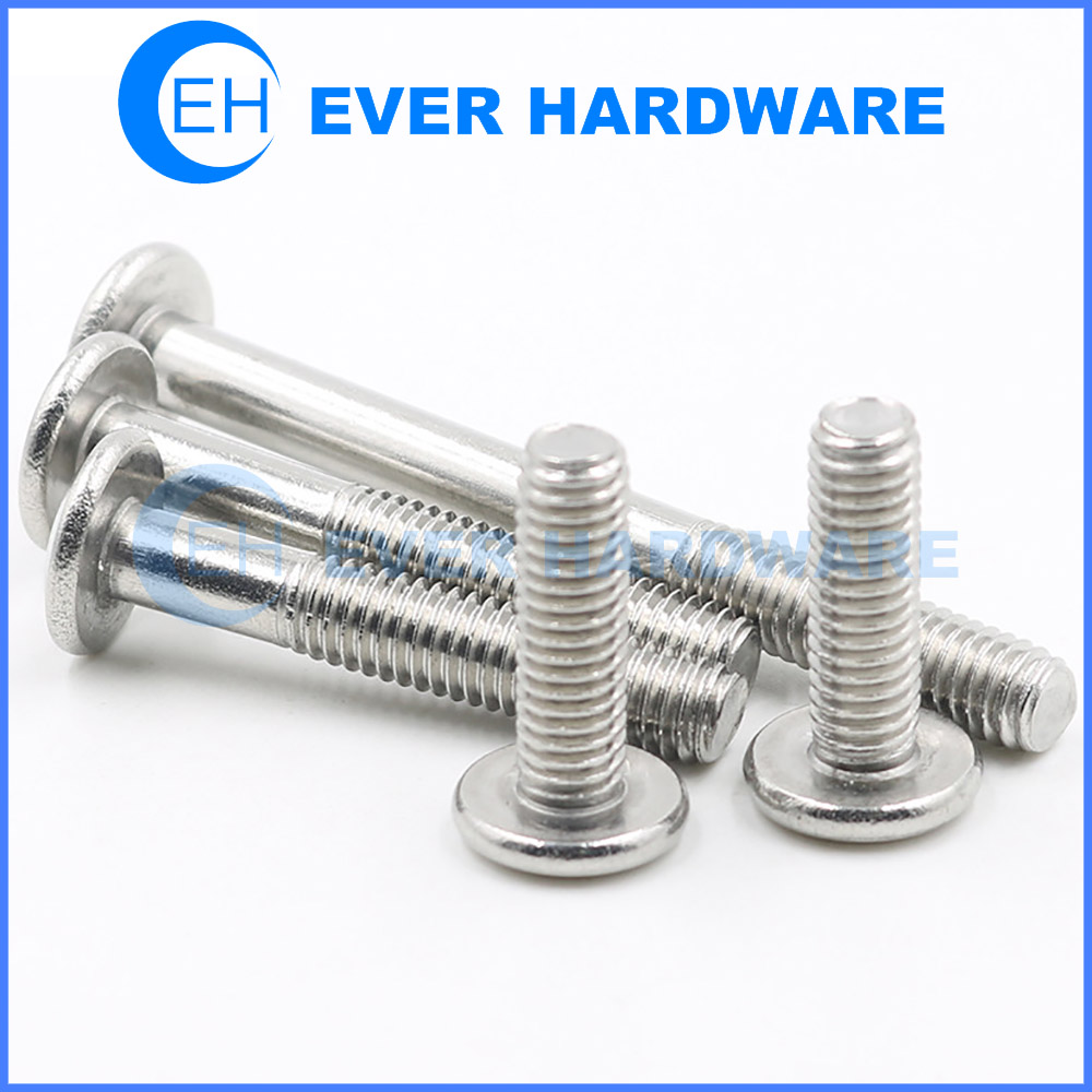 M6 x 60mm Furniture Connector/ Connecting Bolts Hex/ Allen Key Drive Flathead
