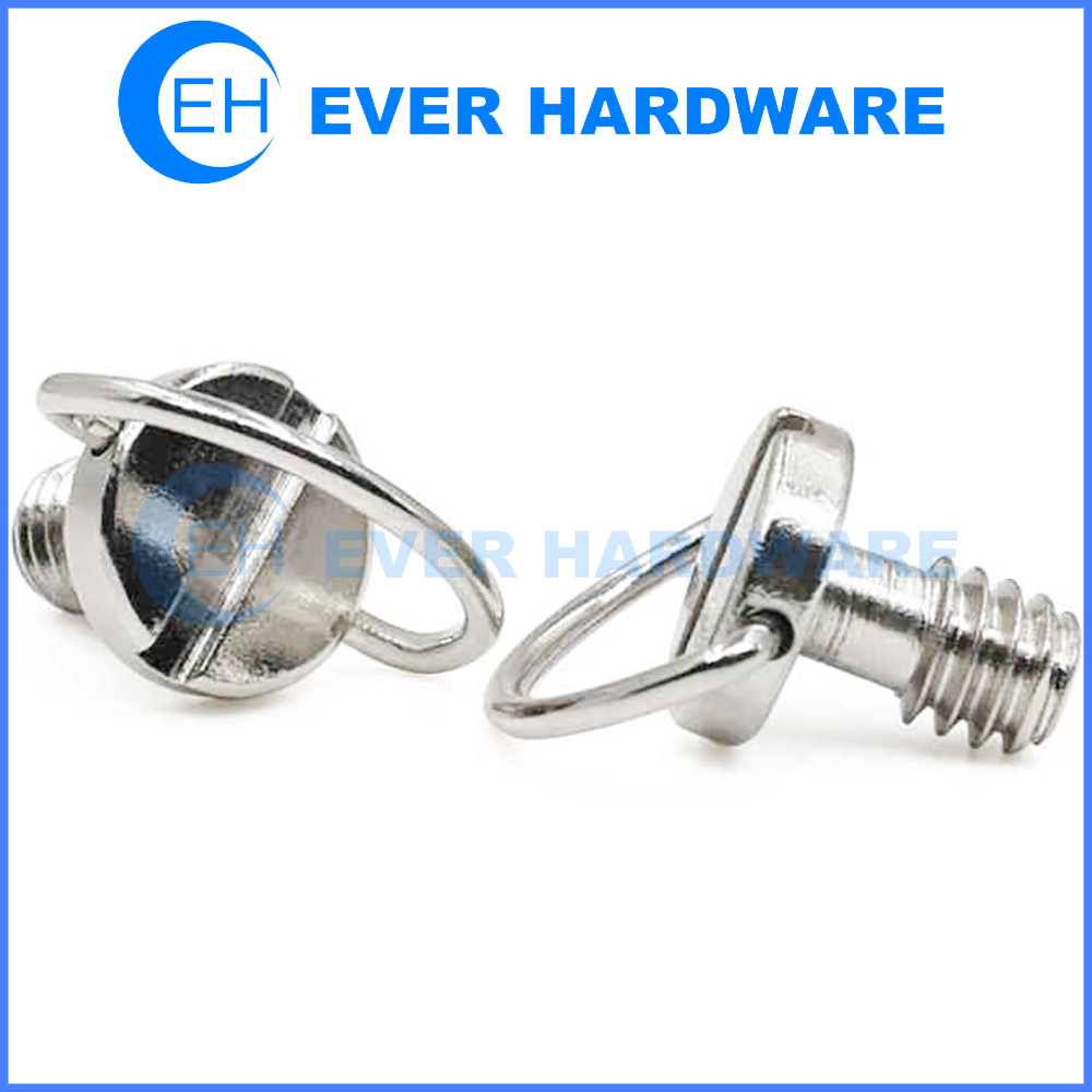 Ring Fasteners Metal Fasten Captive Pull Screw With D Shaped Bail Handle Stainless Steel Plain Finish Shaft Mounting Folding Flat Head Quick Release Bolts