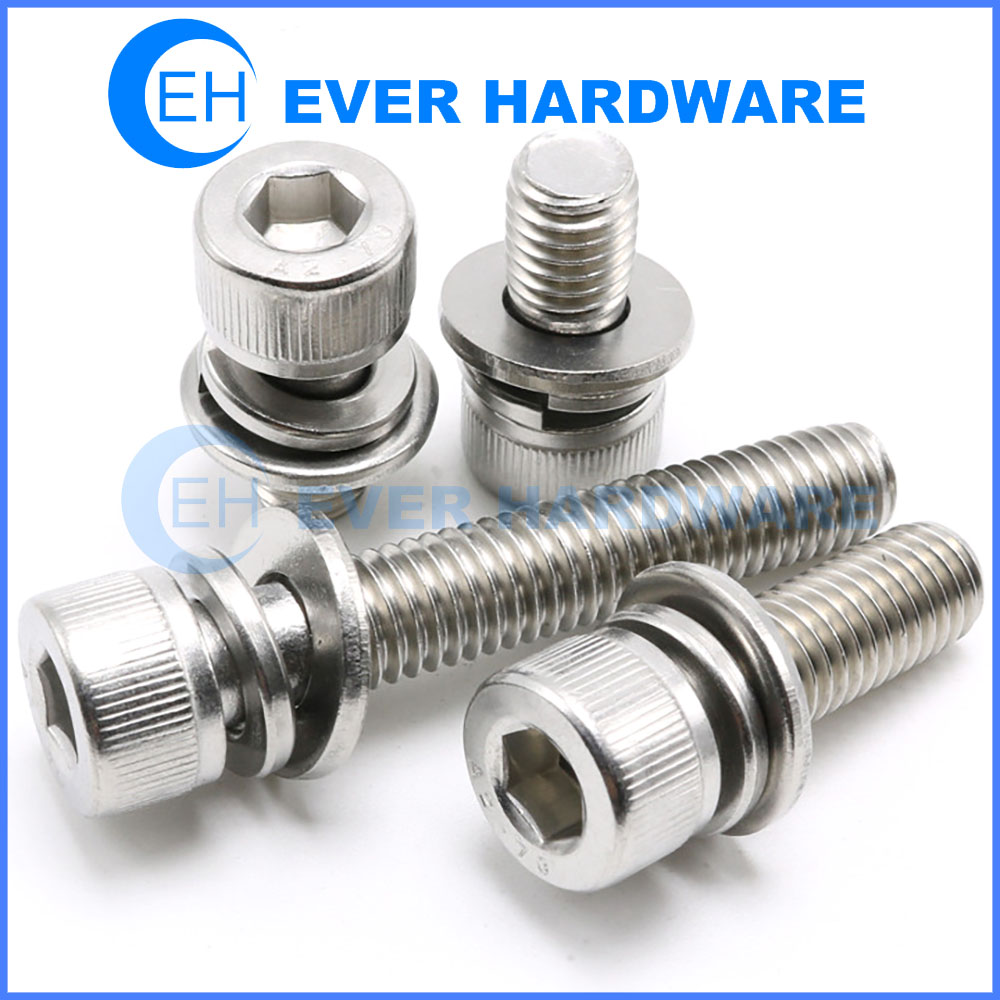 M2.5 M4 M5 stainless steel Hex Bolts Hexagon socket screws flat spring washer 
