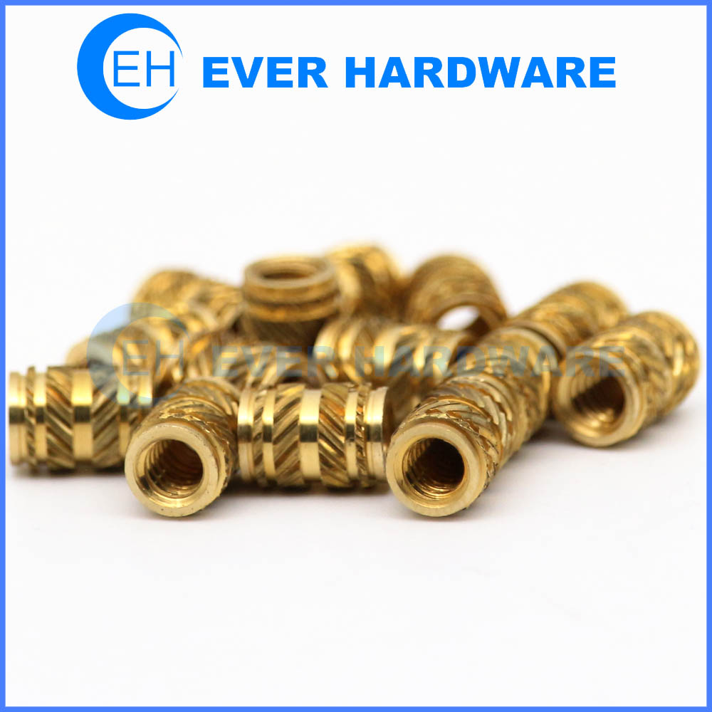 Brass Threaded Insert Nuts M4 M5 Double Knurled Insert Nuts Full Threaded Brass Insert for Molding