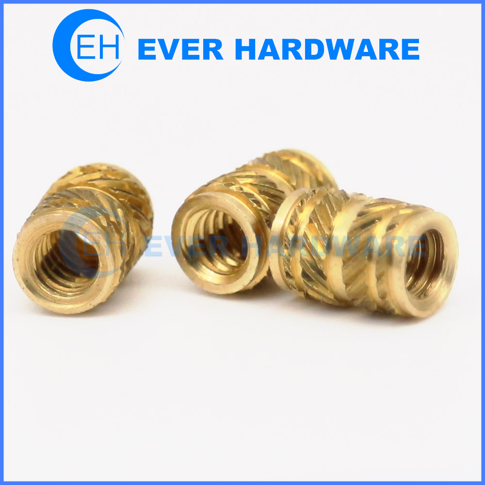 Brass Threaded Insert Nuts M4 M5 Double Knurled Insert Nuts Full Threaded Brass Insert for Molding