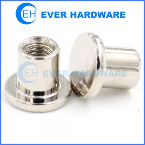 Chrome Machine Screws Flat Head Internal Threaded Round Shoulder Nuts Inserts Custom-Made Bright Plating Crown Fasteners Rivet Blind Enclosed Hardware