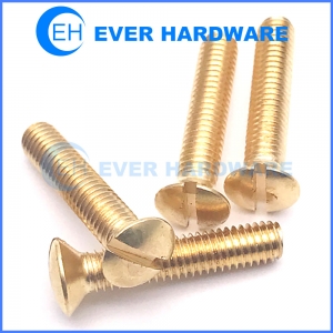 M6 Brass Machine Screws Slotted Oval Head Solid M2 M2.5 M3 M4 M5 M6 M8 Raised Countersunk Bolts Metric Standard Fasteners Manufacturer Supplier