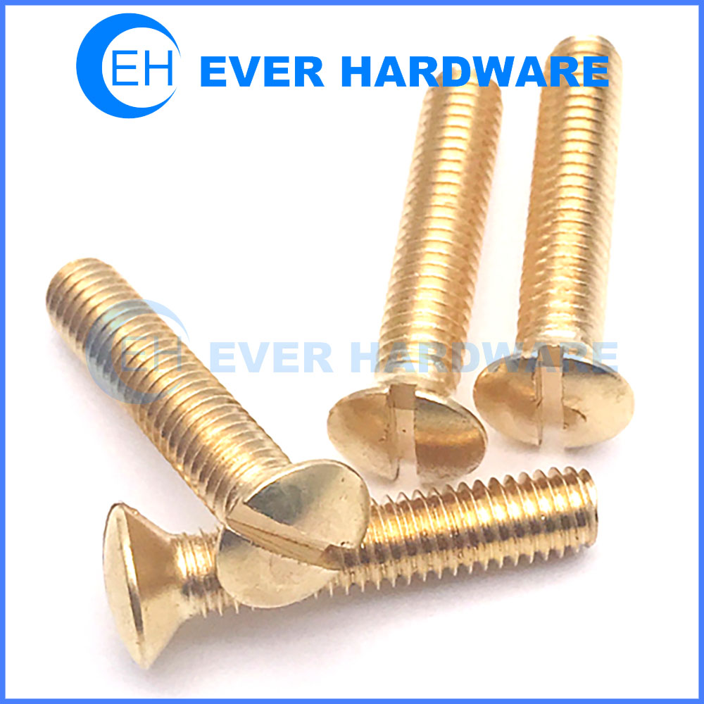 SOLID BRASS SLOTTED COUNTERSUNK RAISED HEAD WOOD SCREWS 