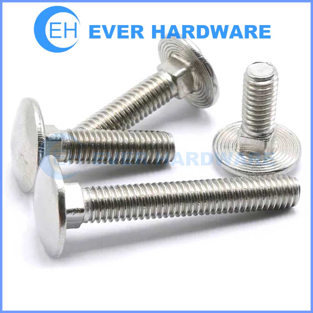 M5 5mm CARRIAGE BOLTS CUP SQUARE COACH SCREWS NUTS & WASHERS A2 STAINLESS STEEL 