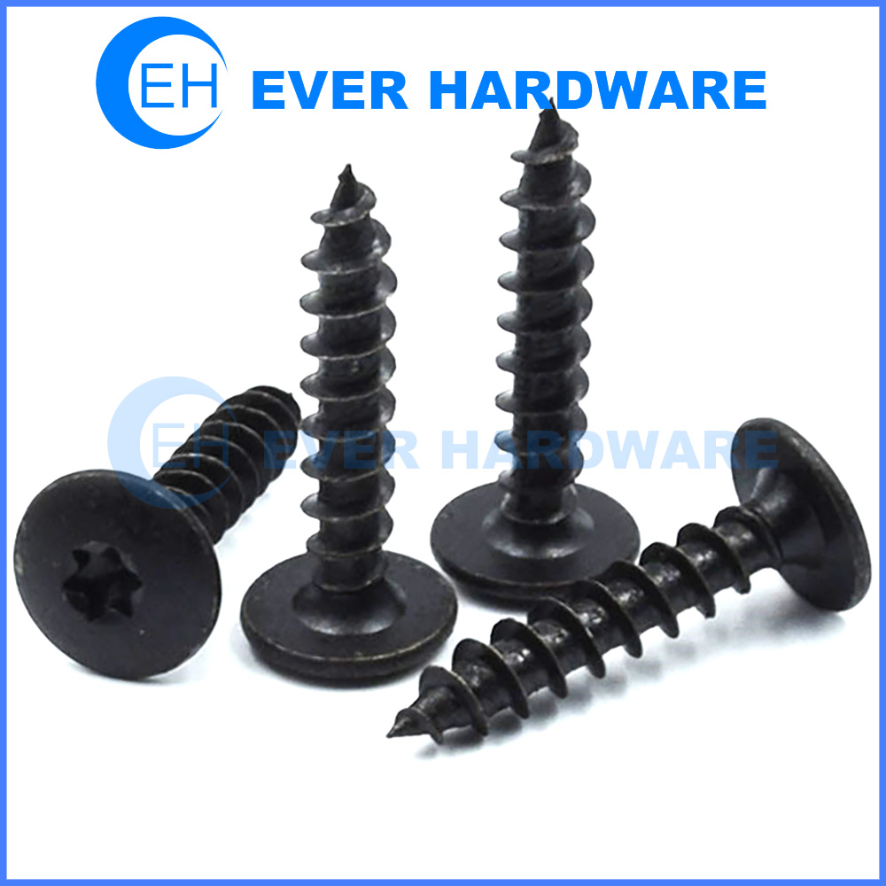 Steel Screw Fully Threaded Tip Point Self-Tapping Screws Torx Drive Truss Head Black Coating Tap Bolt For Sheet Metal Wood Hardened Fasteners Supplier
