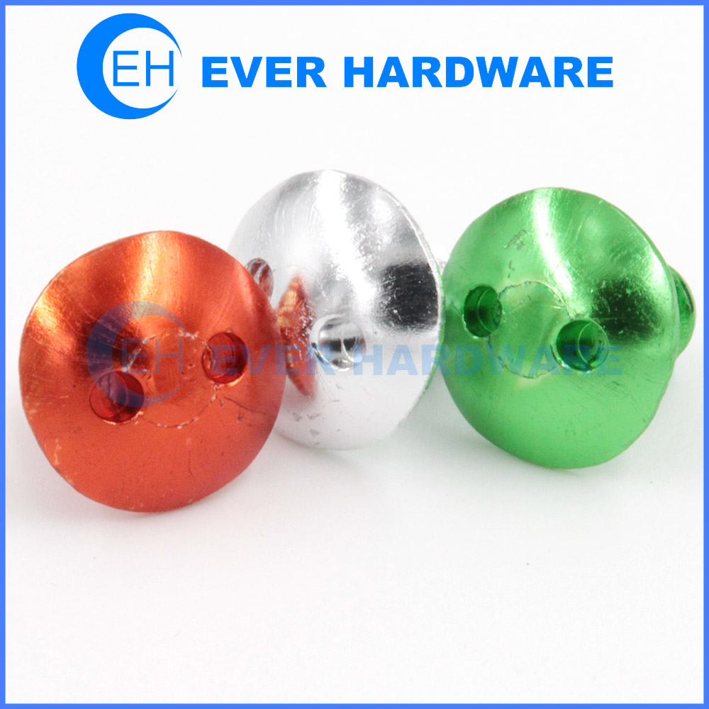 Colored Machine Screws Aluminum Snake Eyes Security 2 Holes Mushroom Head Tamper Proof Spanner Round Bolts Red Green White Fasteners Anodizing