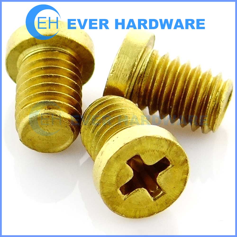 6mm Brass Screws Machine Threaded Cross Recess Flat Cheese Head