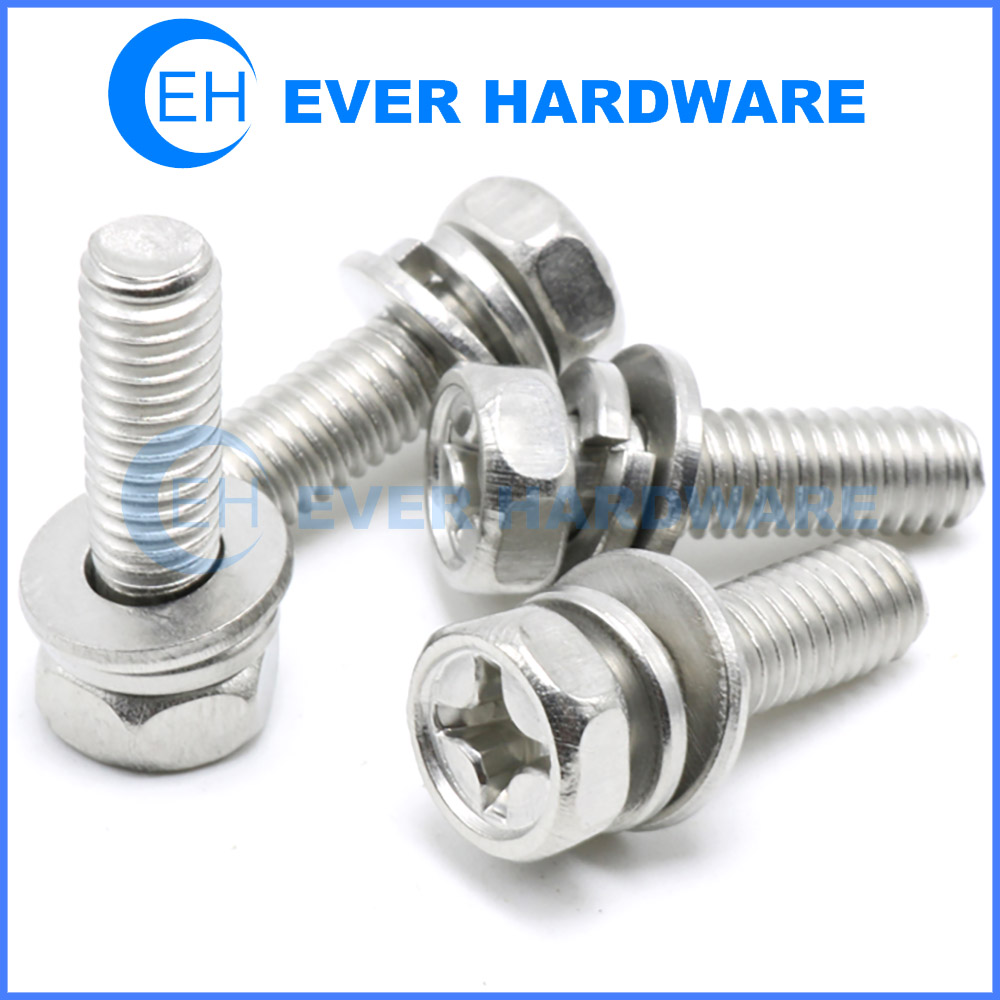 Washer Bolt Hex Trimmed SW Plus JIS Small Washer Build In Stainless Steel Combined Bolts Phillips Hexagon SEMS Spring Flat Washers Supplier